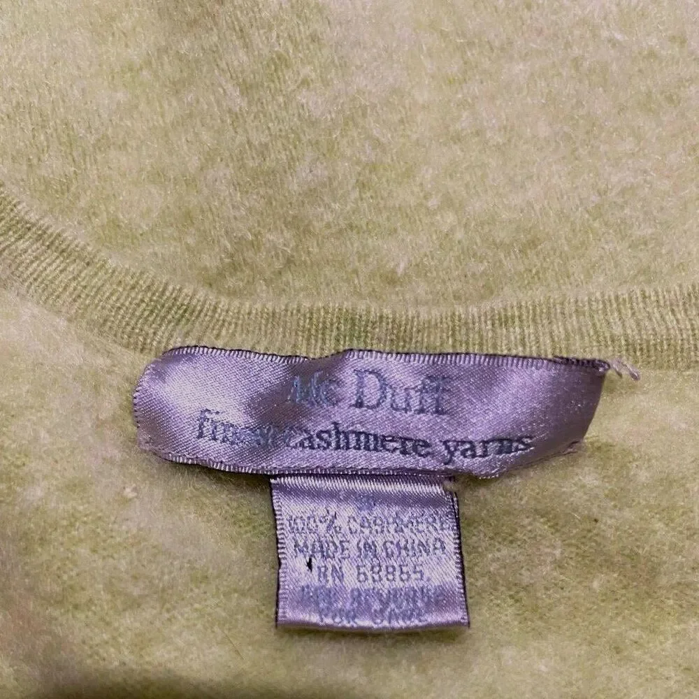 MC Duff finest cashmere yarns sweater green casual winter classic office women S